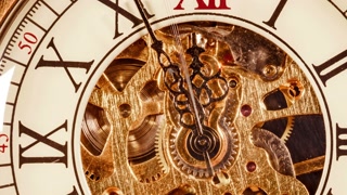 Antique clock dial close-up. Vintage pocket watch.
