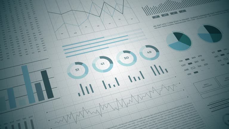 Statistics, financial market data, analysis and reports, numbers and graphs.