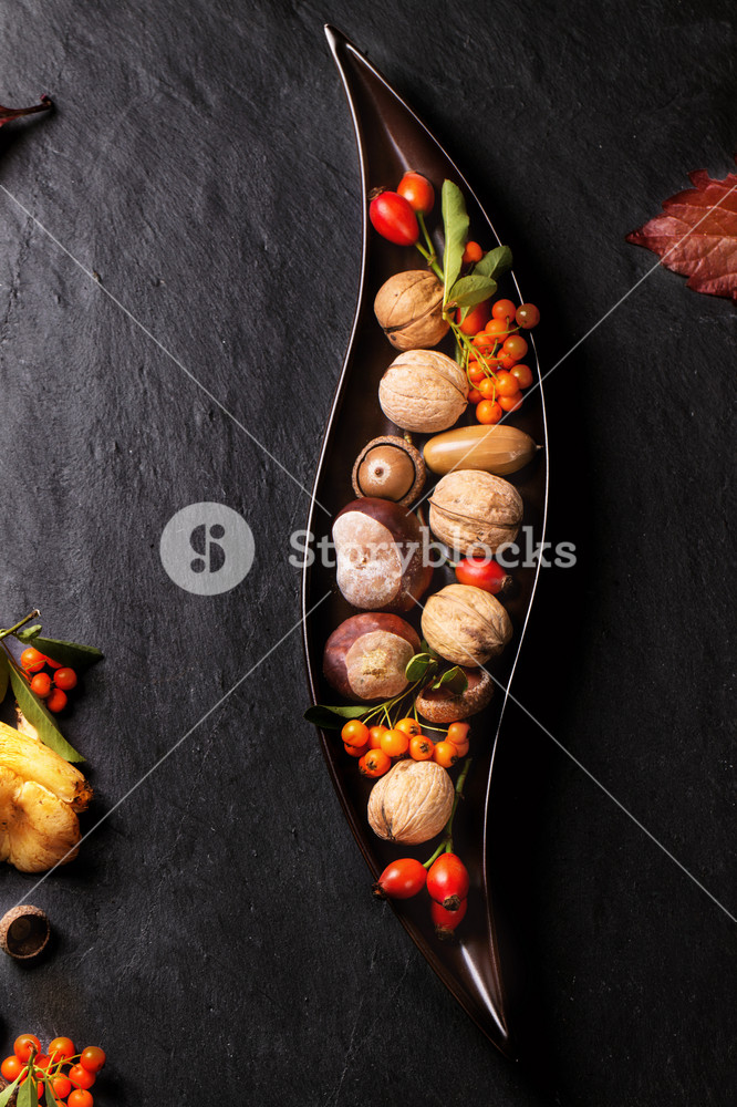 Plate With Nuts And Berries