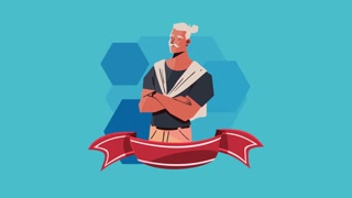 hipster man modeling with ribbon frame