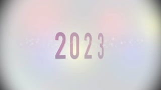 2023 years with silver glitters on white gradient, motion abstract holidays, awards, happy new year and winter style background