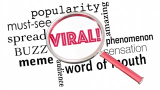Viral Popularity Spreading Buzz Words Magnifying Glass 3 D Animation